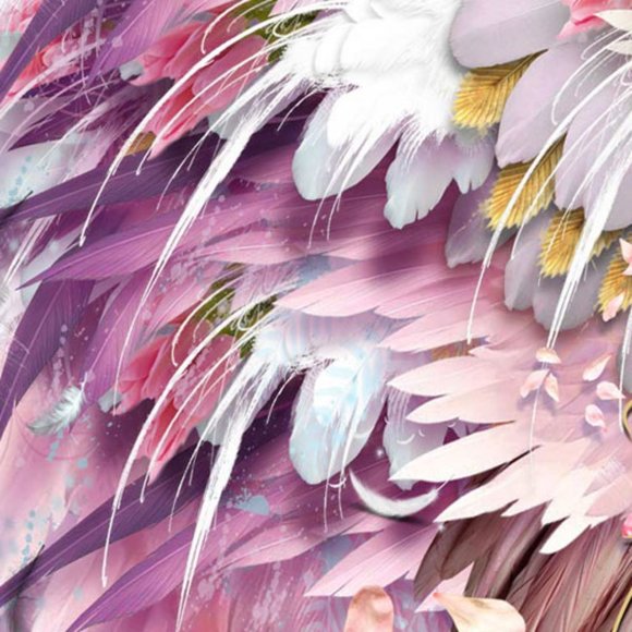 Pink & Lavendar Angel Feather Wings Pure Silk Fantasy Scarf Shawl - Picture 16 of 16